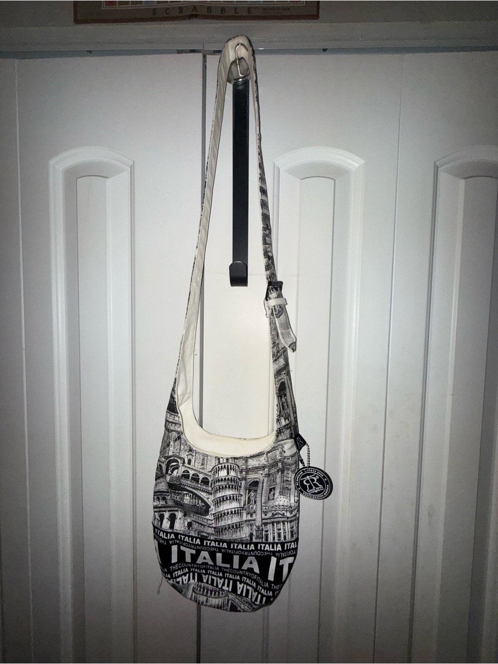 Robin Ruth Black & White Italia Printed Crossbody Bag